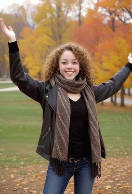 Woman smiles in autumn park