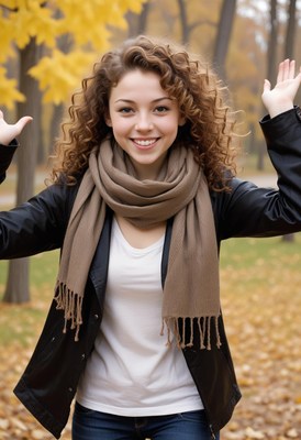 Woman smiling in autumn park