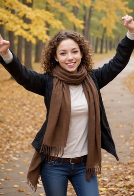 Woman smiling in autumn park