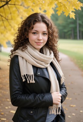 Woman in autumn park