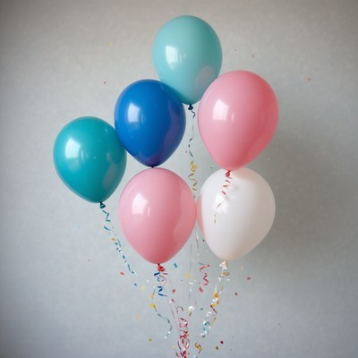 Colorful balloons with confetti