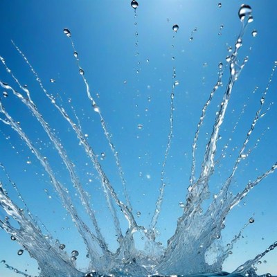 Water splashing against blue sky