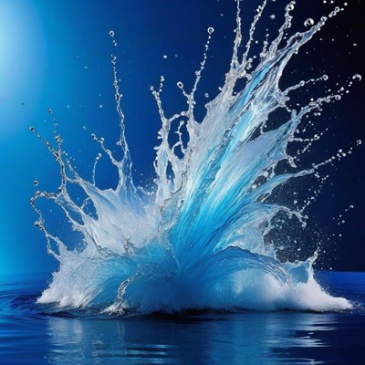 Water splash in blue