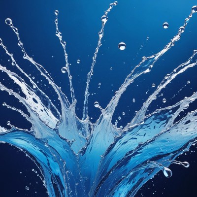 Water splash on blue background