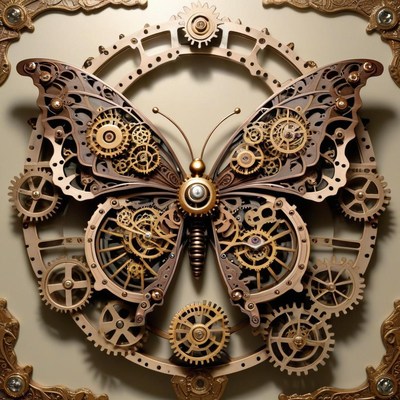 Steampunk butterfly gear artwork