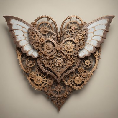 Steampunk heart with wings