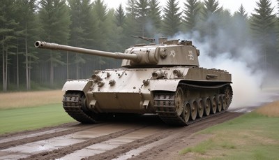 Tank driving through forest