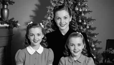 Three women pose by christmas tree