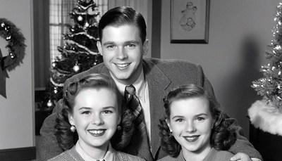 Family christmas portrait, 1950s