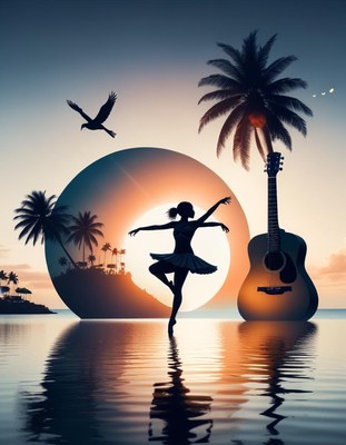 Ballerina silhouette at sunset