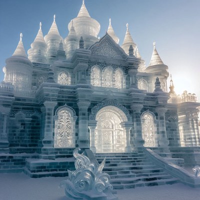 Ice palace at harbin ice festival