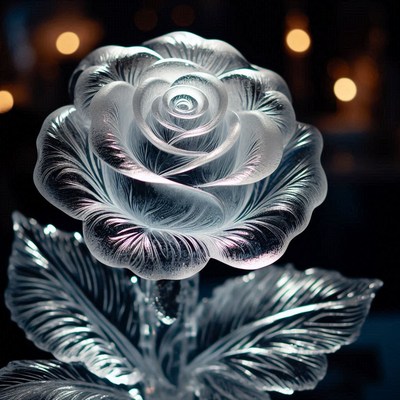 Crystal rose in dark setting