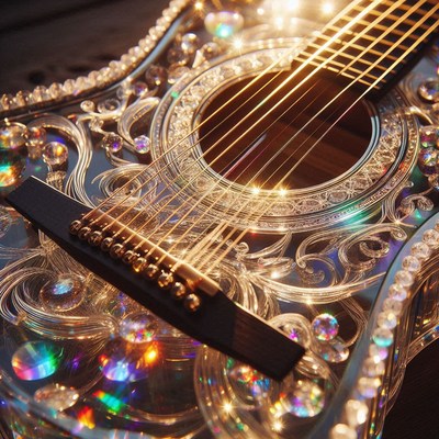Ornate crystal acoustic guitar