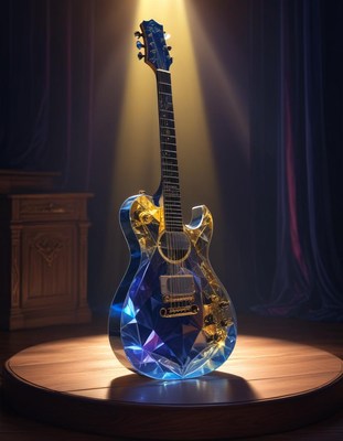 Crystal electric guitar on stage