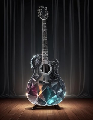Crystal acoustic guitar on stage