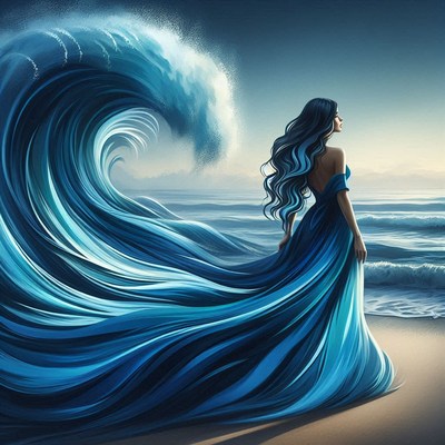 Woman standing in a wave