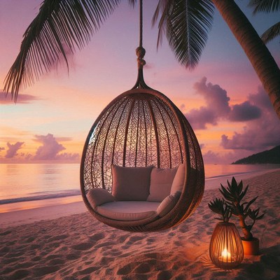 Beach sunset swing