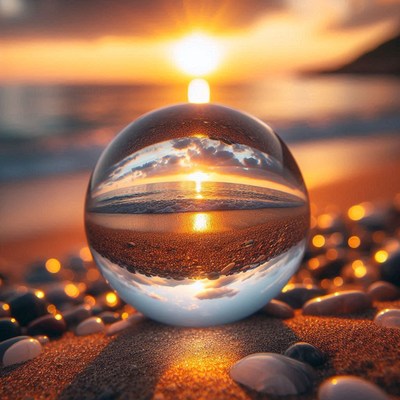 Crystal ball sunset on beach