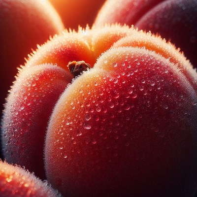 Dewy peach close-up