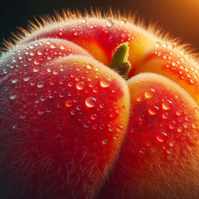 Dewy peach close-up