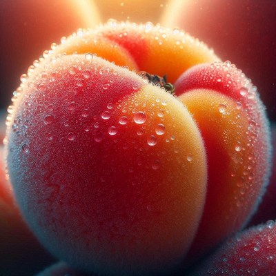 Dewy peach close-up