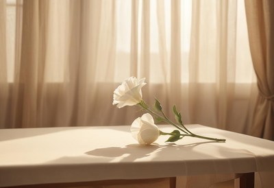 White roses on table near window