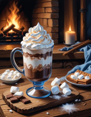 Hot cocoa by the fireplace
