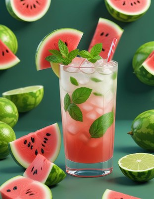 Watermelon mint iced drink