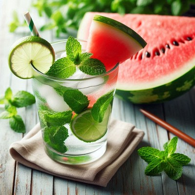Watermelon mint drink with lime