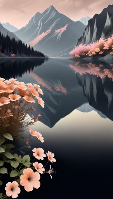 Mountain lake reflection