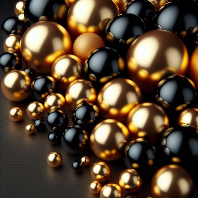 Gold and black spheres