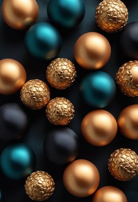 Gold and teal christmas ornaments