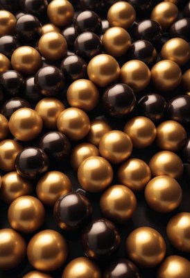 Gold and black spheres