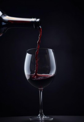 Red wine pouring into glass