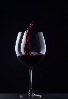 Red wine pouring into glass