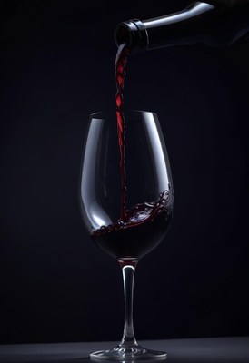 Red wine pouring into glass
