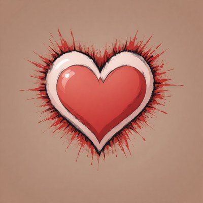 Red heart with splashes