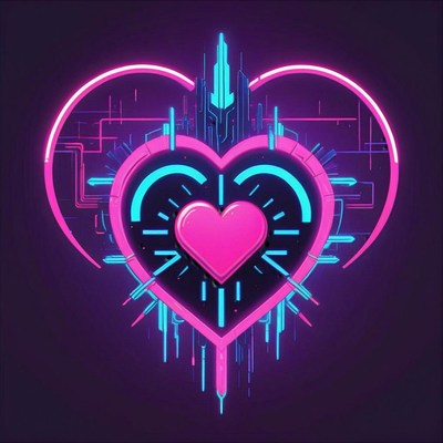 Neon heart digital design