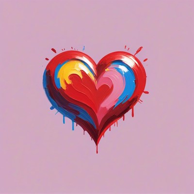 Painted heart dripping color
