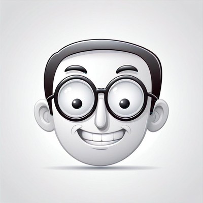 Smiling cartoon man with glasses