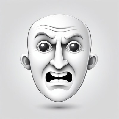 Fearful expression mask illustration