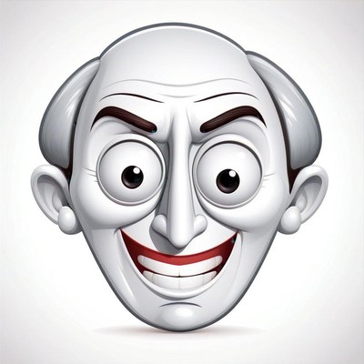 Cartoon man smiling with large eyes