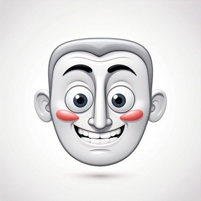 Cartoon man smiling with blush