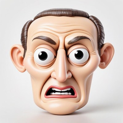3d cartoon man with fearful expression