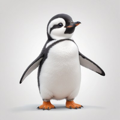 Penguin standing on white background