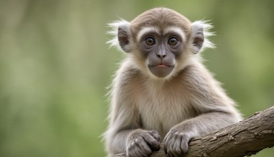 Young monkey sitting on branch