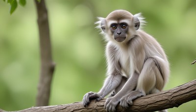 Young monkey sitting on a branch