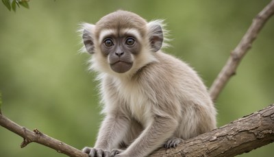 Young monkey sitting on branch