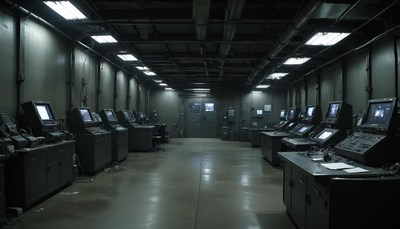 Empty security room with monitors