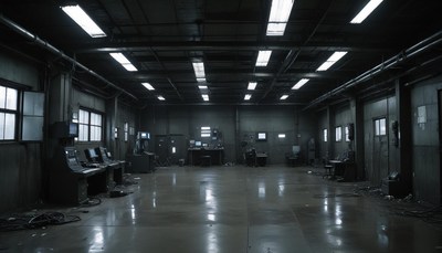 Abandoned industrial building interior